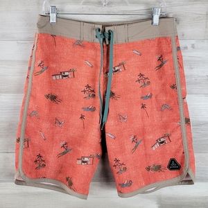 Prana High Seas Board Shorts Monarch Big Island Color Mens Size 30
